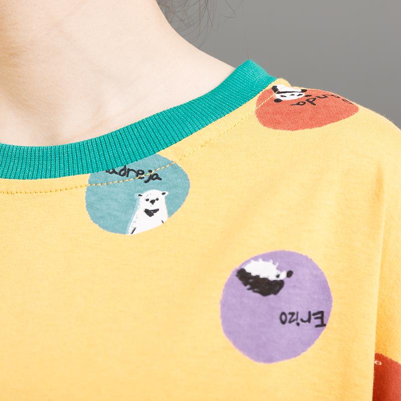 Casual Cute Round Neck Cartoon T-Shirt