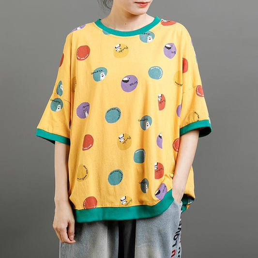 Casual Cute Round Neck Cartoon T-Shirt