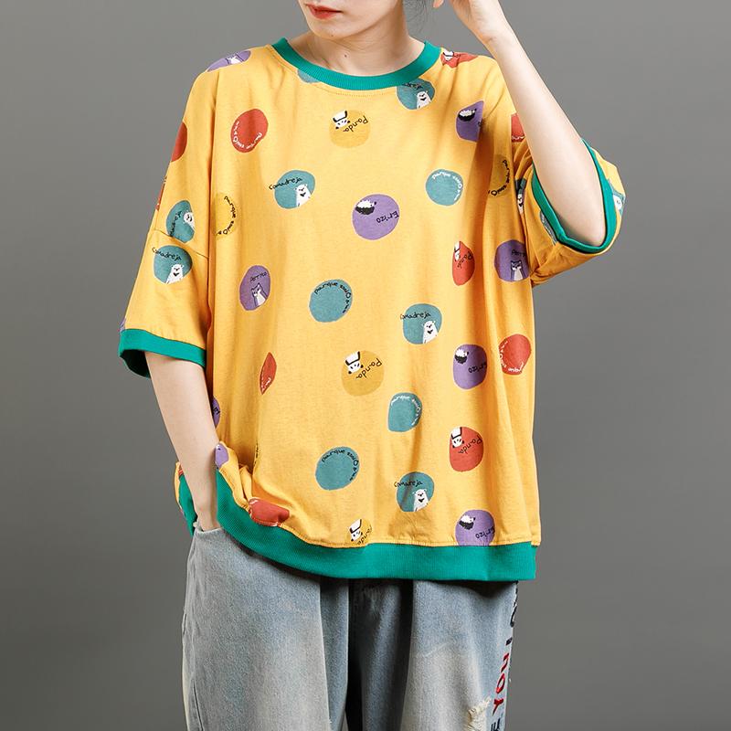 Casual Cute Round Neck Cartoon T-Shirt