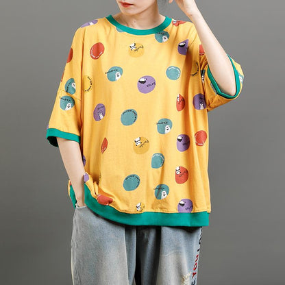 Casual Cute Round Neck Cartoon T-Shirt