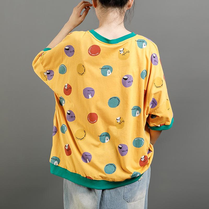 Casual Cute Round Neck Cartoon T-Shirt