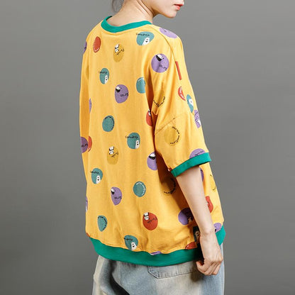 Casual Cute Round Neck Cartoon T-Shirt