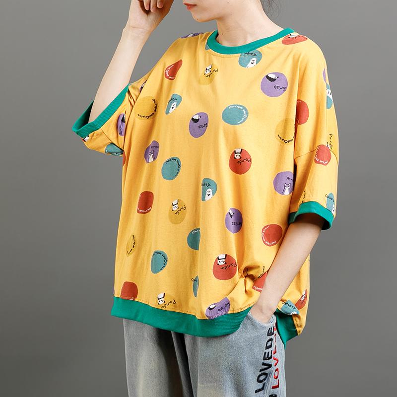 Casual Cute Round Neck Cartoon T-Shirt