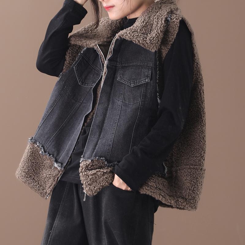 Casual Denim Stitching Thick Warm Waistcoat