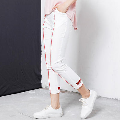Casual Elastic Waist Spliced Pockets Women Pants