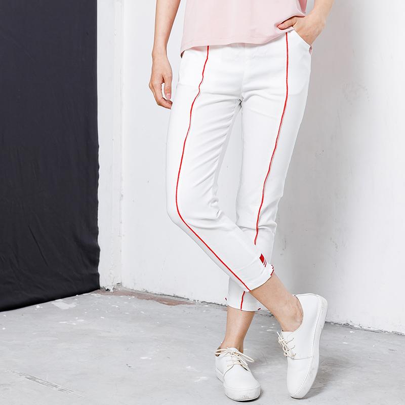 Casual Elastic Waist Spliced Pockets Women Pants