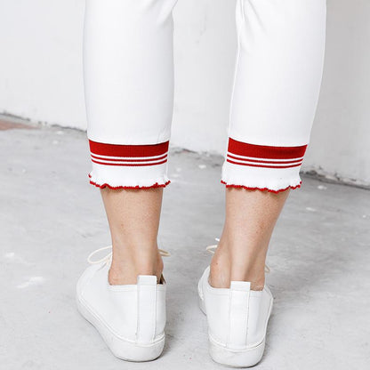 Casual Elastic Waist Spliced Pockets Women Pants
