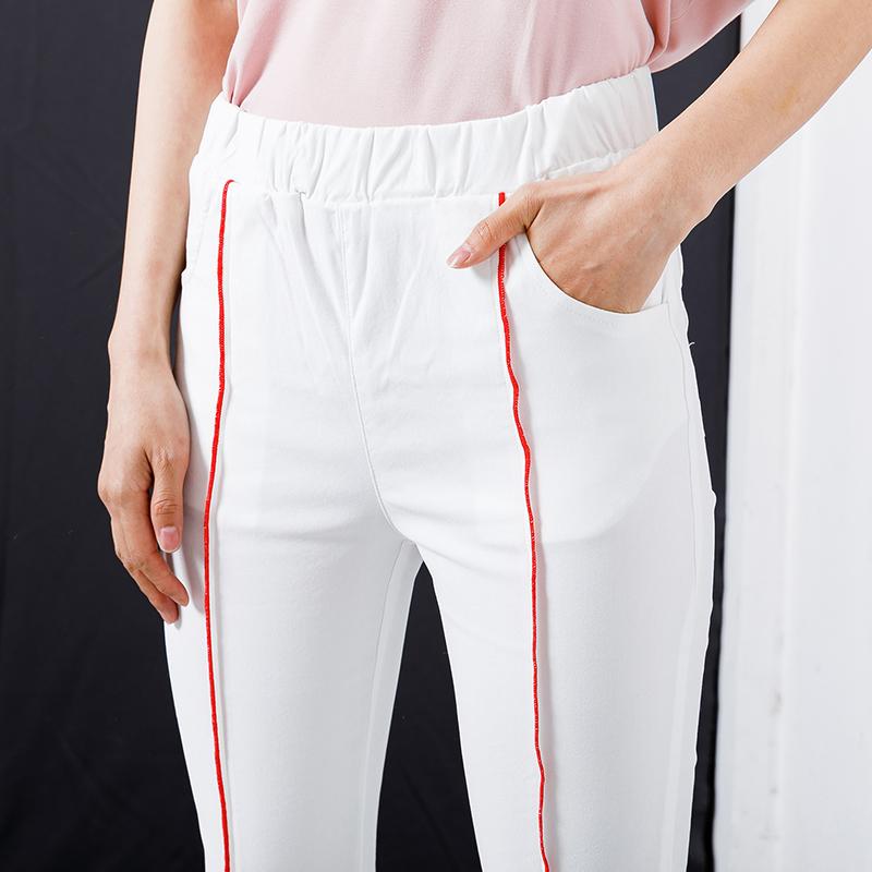 Casual Elastic Waist Spliced Pockets Women Pants