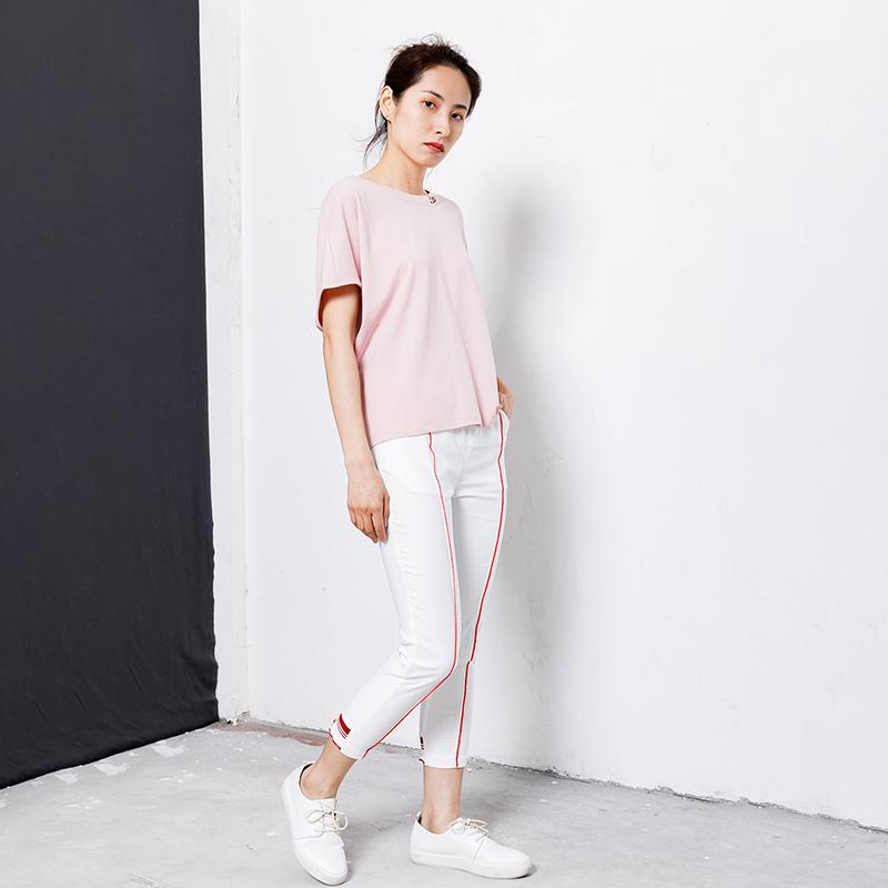Casual Elastic Waist Spliced Pockets Women Pants