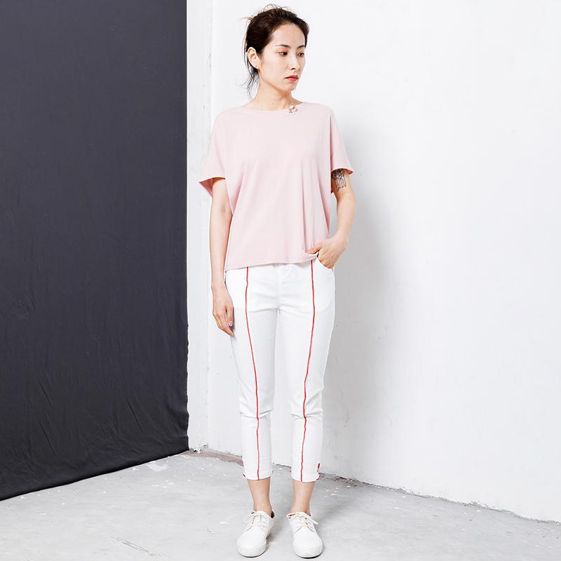 Casual Elastic Waist Spliced Pockets Women Pants
