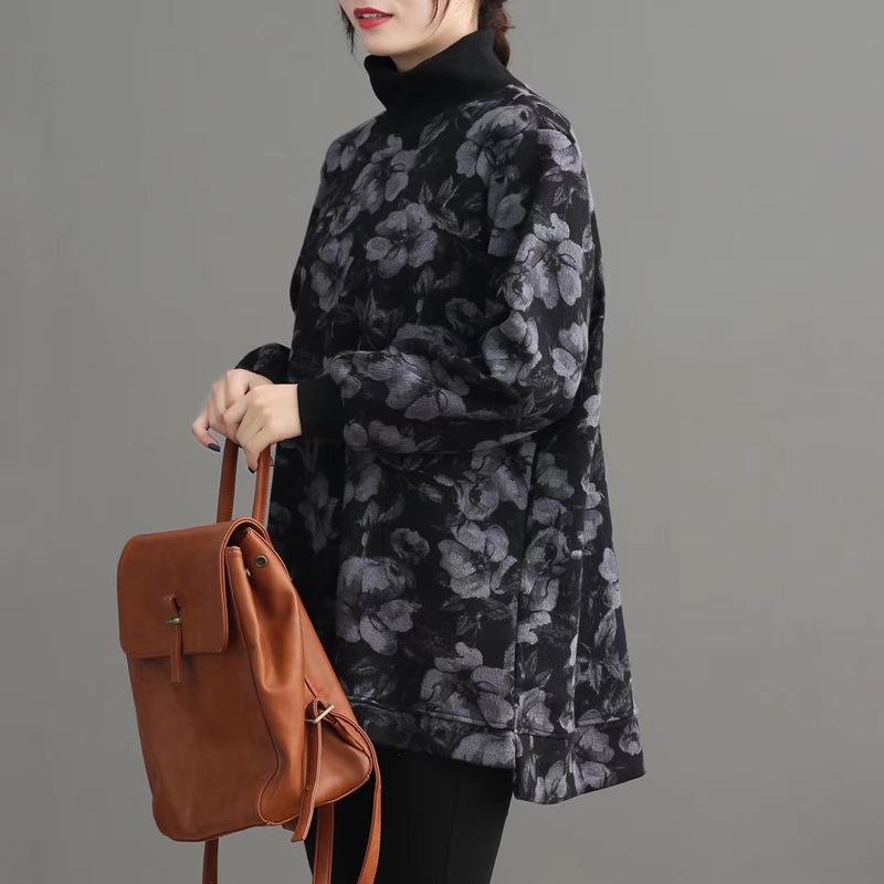 Casual Floral Printed Pullover Loose Sweatshirt