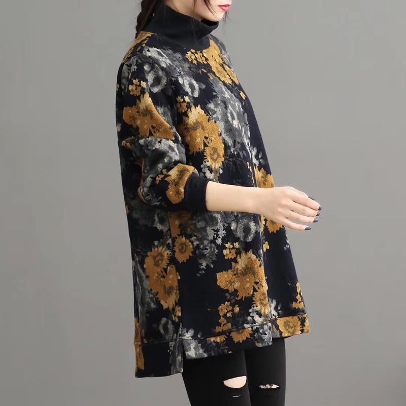Casual Floral Printed Pullover Loose Sweatshirt