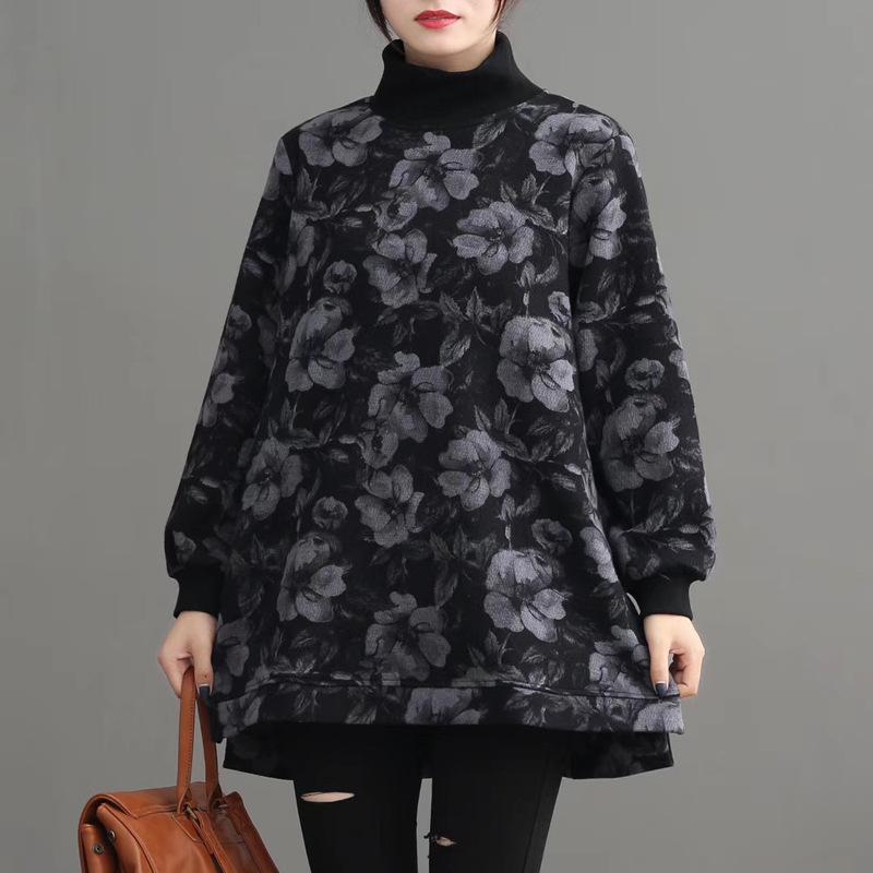 Casual Floral Printed Pullover Loose Sweatshirt