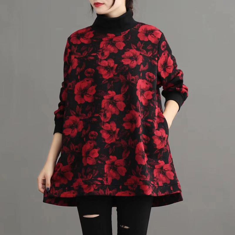Casual Floral Printed Pullover Loose Sweatshirt