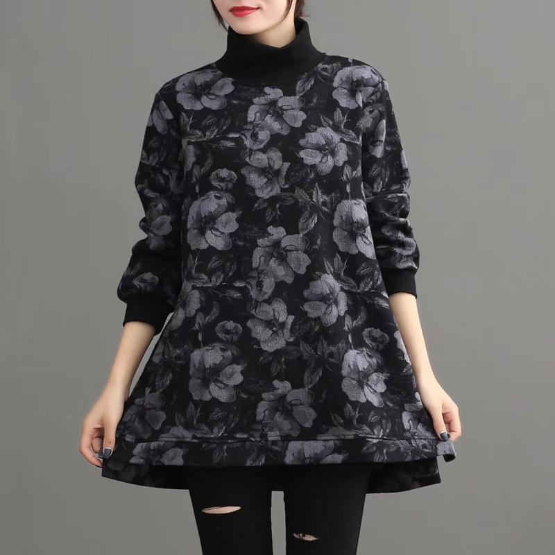 Casual Floral Printed Pullover Loose Sweatshirt