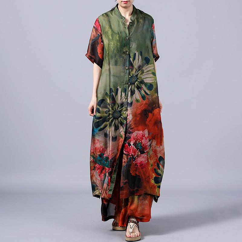 Casual Flower Printed Soft Two Piece Suit