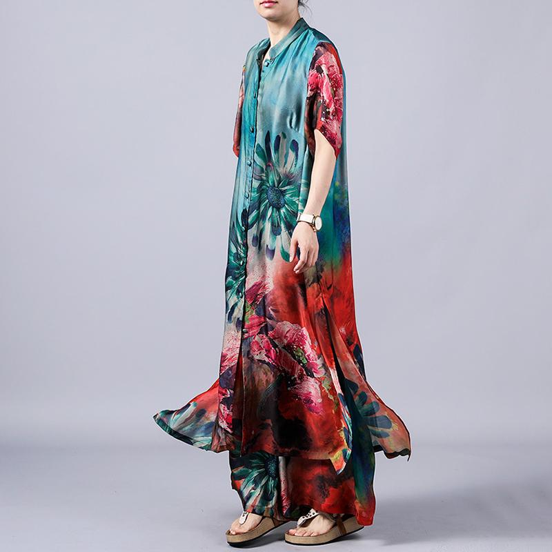 Casual Flower Printed Soft Two Piece Suit