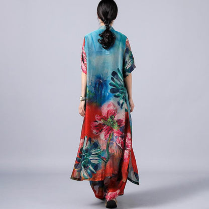 Casual Flower Printed Soft Two Piece Suit