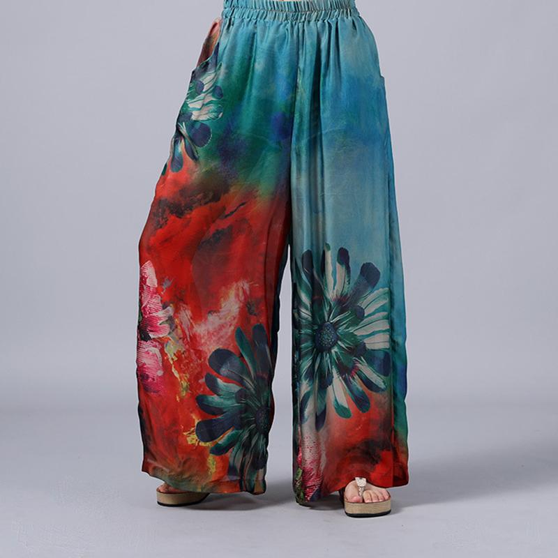 Casual Flower Printed Soft Two Piece Suit