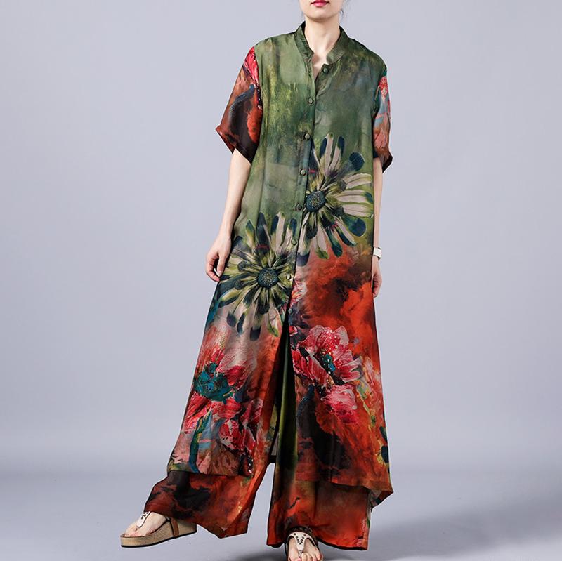 Casual Flower Printed Soft Two Piece Suit