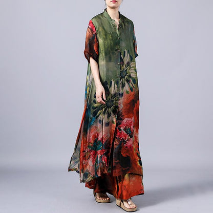 Casual Flower Printed Soft Two Piece Suit