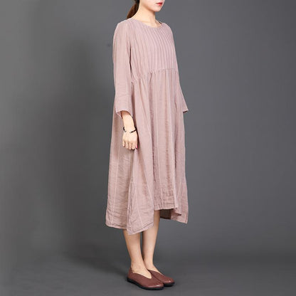 Casual Folding Spliced Striped Loose Dress