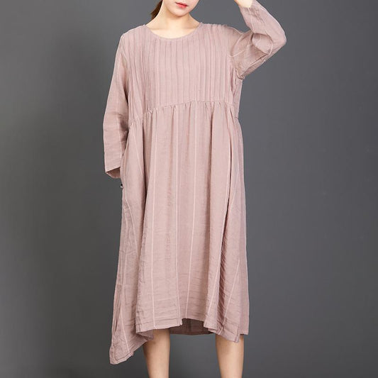Casual Folding Spliced Striped Loose Dress