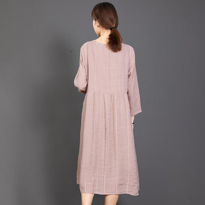Casual Folding Spliced Striped Loose Dress