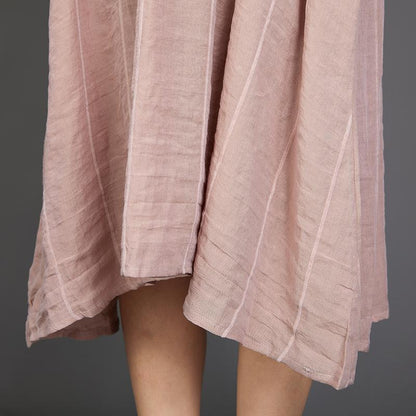 Casual Folding Spliced Striped Loose Dress