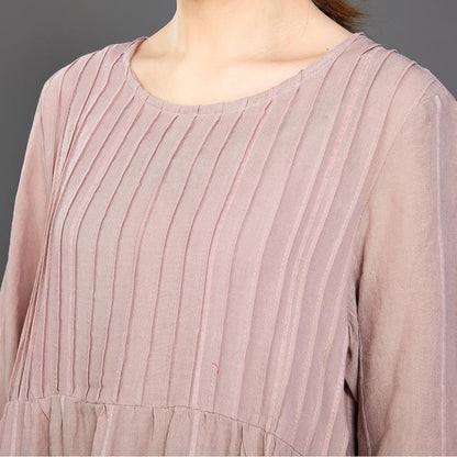 Casual Folding Spliced Striped Loose Dress