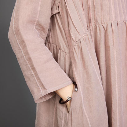 Casual Folding Spliced Striped Loose Dress