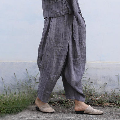 Casual Hand Dyed Linen Cross Pants