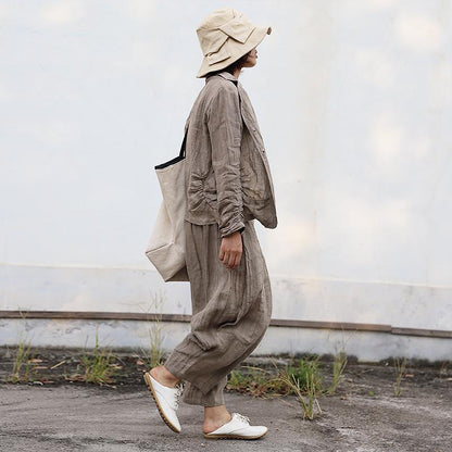 Casual Hand Dyed Linen Cross Pants
