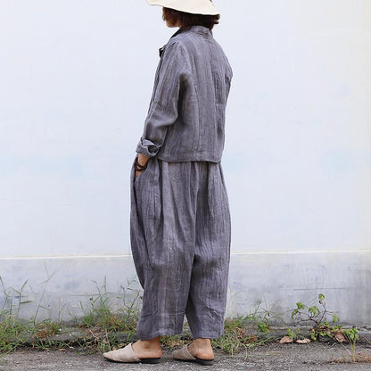 Casual Hand Dyed Linen Cross Pants