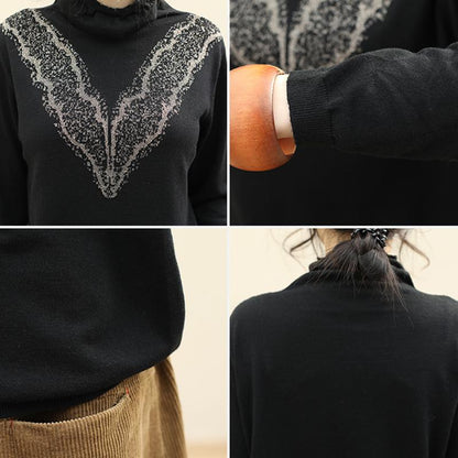 Casual High Collar Crochet Sweater