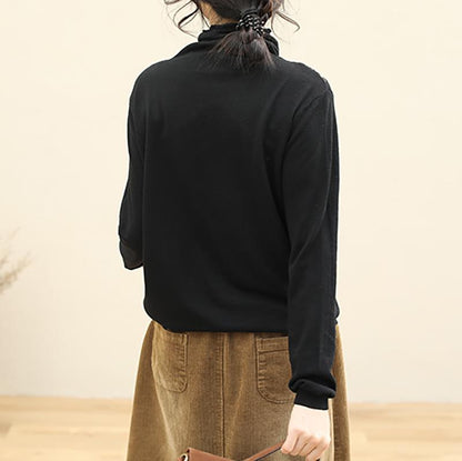 Casual High Collar Crochet Sweater