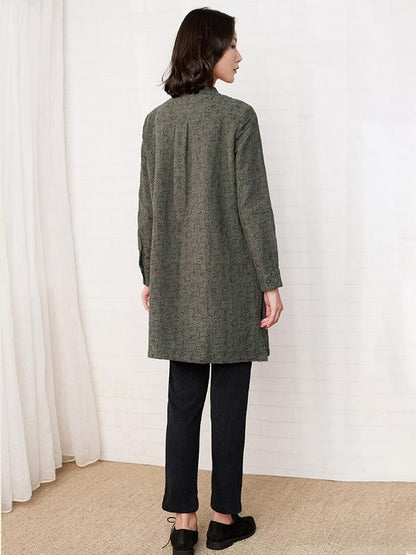 Plus Size - Casual Jacquard Pleated Comfortable Shirt
