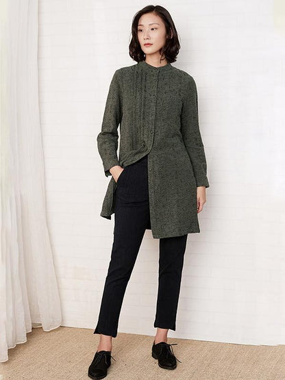Plus Size - Casual Jacquard Pleated Comfortable Shirt