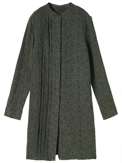 Plus Size - Casual Jacquard Pleated Comfortable Shirt