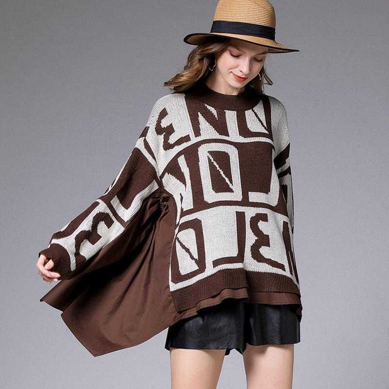 Casual Letter Stitching Fake Two-piece Sweater