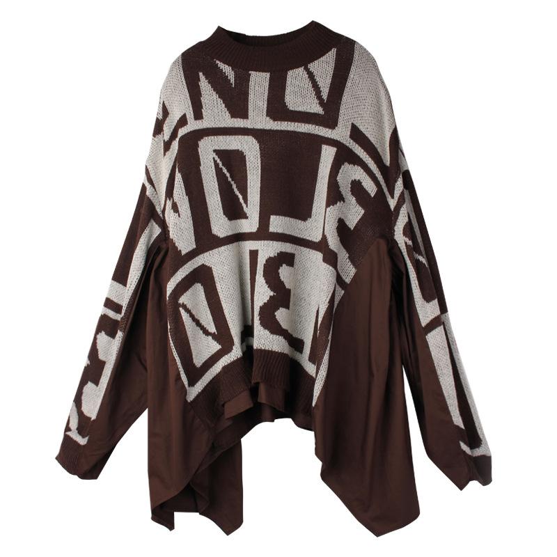 Casual Letter Stitching Fake Two-piece Sweater