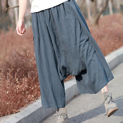 Casual Linen Cotton Women Wide Leg Pants