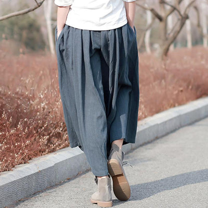 Casual Linen Cotton Women Wide Leg Pants