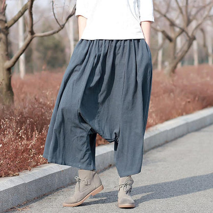 Casual Linen Cotton Women Wide Leg Pants