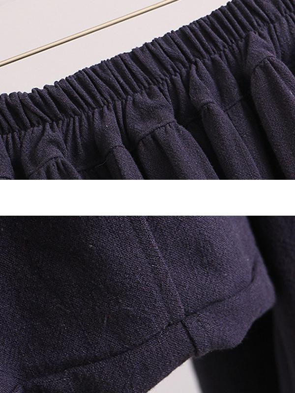 Casual Linen Cotton Women Wide Leg Pants