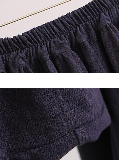 Casual Linen Cotton Women Wide Leg Pants