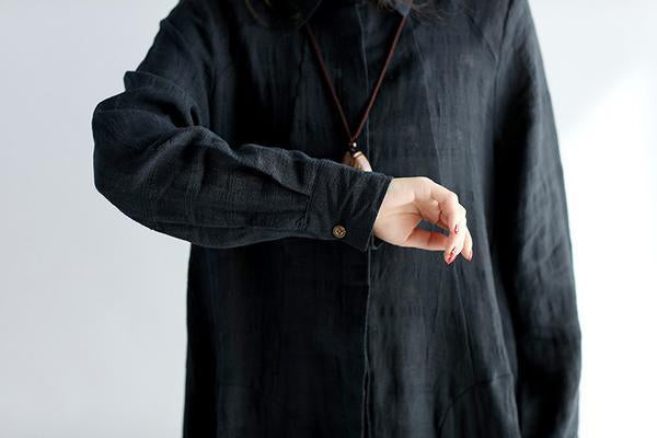 Casual Linen Women Solid Color Long Shirt