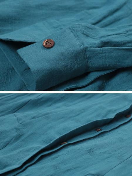 Casual Linen Women Solid Color Long Shirt