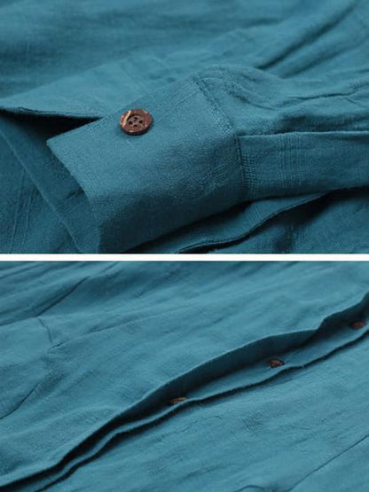 Casual Linen Women Solid Color Long Shirt