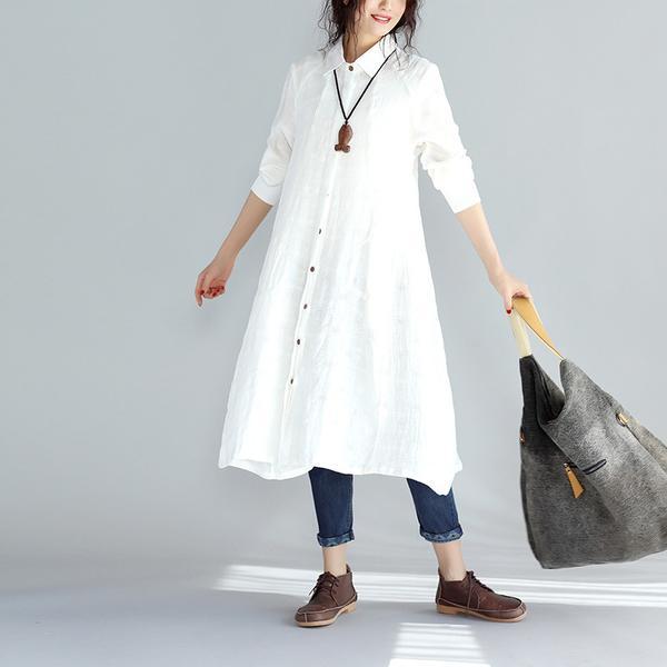 Casual Linen Women Solid Color Long Shirt